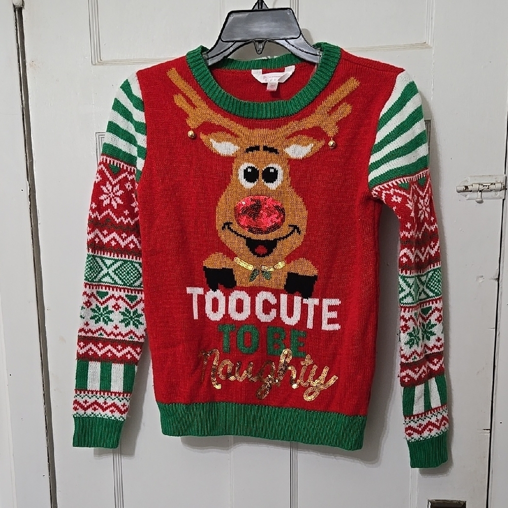 Festive Reindeer Christmas Sweater Junior Girls 3-5